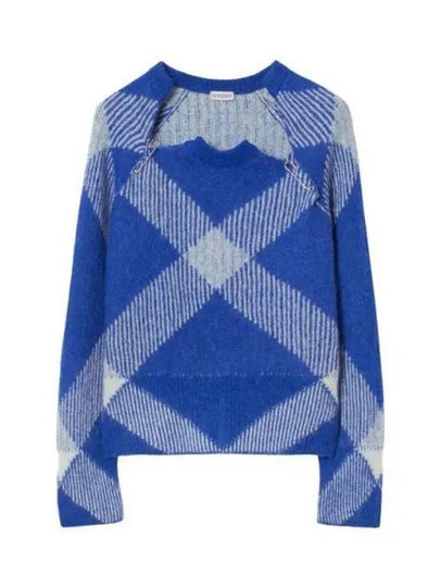 Women's Check Alpaca Wool Blend Knit Top Night - BURBERRY - BALAAN 2