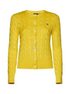 Women's Embroidered Logo Pony Cable Cardigan Yellow - POLO RALPH LAUREN - BALAAN 2