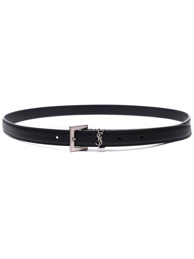 Men's Monogram Grain Belt Black - SAINT LAURENT - BALAAN 5