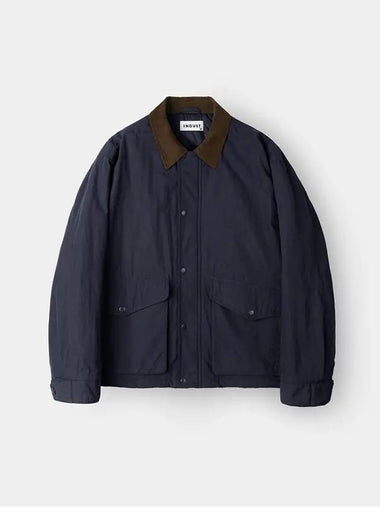 Corduroy collar heritage barber jacket navy - INDUST - BALAAN 1