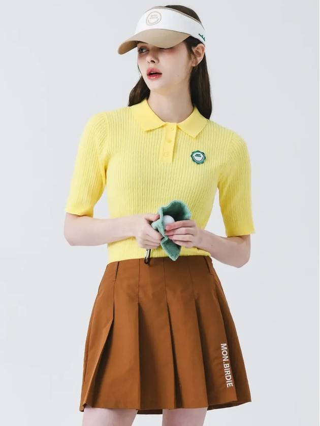 Collar neck ribbed 5-part spandex knit YELLOW - MONBIRDIE GOLF - BALAAN 8