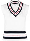 RWB Cable V Neck Cashmere Vest White - THOM BROWNE - BALAAN 2