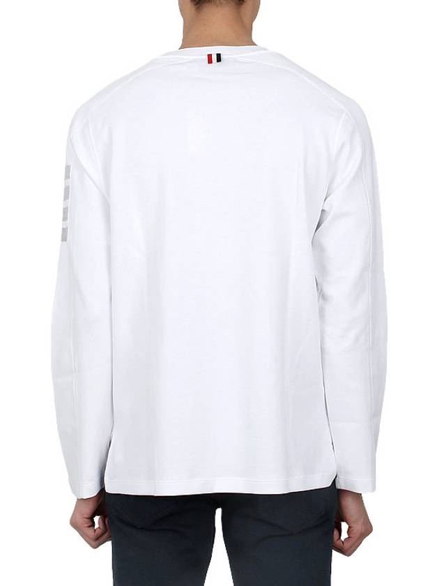 4-Bar Striped Cotton Long Sleeve T-Shirt White - THOM BROWNE - BALAAN 5