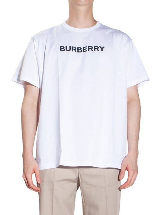 logo print cotton short sleeve t-shirt white - BURBERRY - BALAAN 2