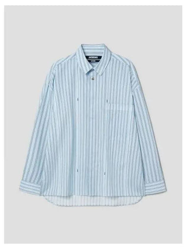 Jacquemus Men s La Chemise Manche Cardigan Print Blue Stripe Striped Domestic Product - JACQUEMUS - BALAAN 1