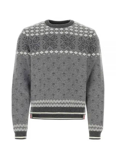 Snowflake Fair Isle Wool Knit Top Grey - THOM BROWNE - BALAAN 2