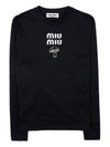 Mushroom Logo Cotton Long Sleeve T-Shirt Black - MIU MIU - BALAAN 2