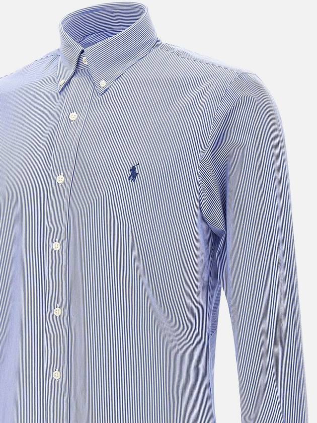 Embroidery Pony Logo Striped Poplin Long Sleeve Shirt Blue - POLO RALPH LAUREN - BALAAN 5