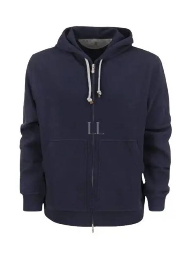 Tech Cotton Zip-Up Hoodie Navy - BRUNELLO CUCINELLI - BALAAN 2