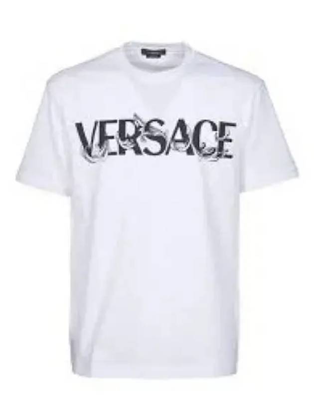 Men's Barocco Silhouette Logo Short Sleeve T-Shirt White - VERSACE - BALAAN 2