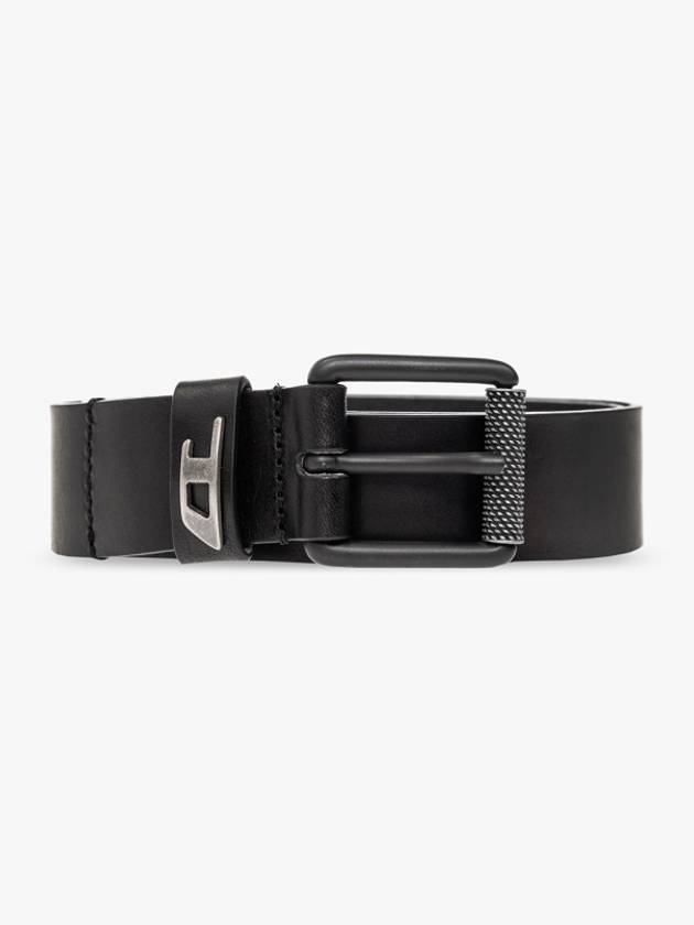 B-Dave Logo Loop Leather Belt Black - DIESEL - BALAAN 2