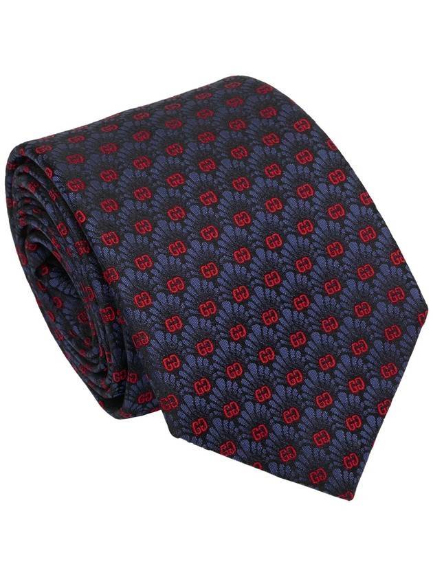 GG Flower Jacquard Silk Tie Navy - GUCCI - BALAAN 1