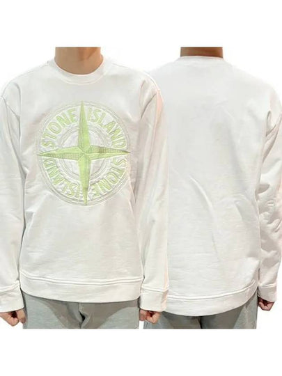 Garment Dyed Stitches Four Print Crewneck Sweatshirt White - STONE ISLAND - BALAAN 2