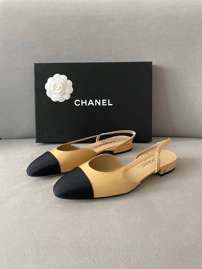 Slingbacks Goatskin Grosgrain & Beige Black - CHANEL - BALAAN 2