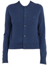 Wool Crew Neck Cardigan Blue - ACNE STUDIOS - BALAAN 3