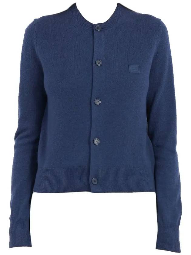 Wool Crew Neck Cardigan Blue - ACNE STUDIOS - BALAAN 3