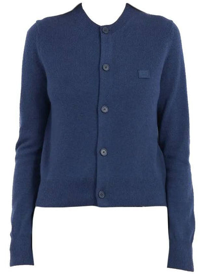 Wool Crew Neck Cardigan Blue - ACNE STUDIOS - BALAAN 2