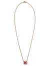 Mini Pop H Pendant Necklace Gold Rouge Grenat - HERMES - BALAAN 3