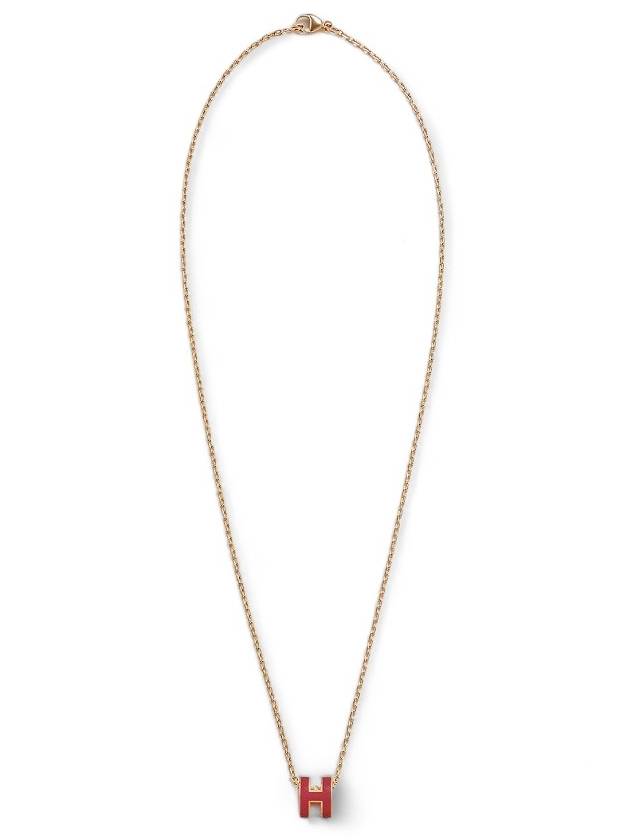 Mini Pop H Pendant Necklace Gold Rouge Grenat - HERMES - BALAAN 3