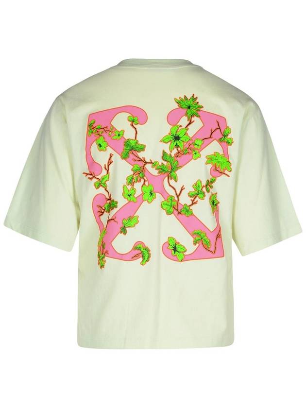 Off-White 'Ramage Flower' Green Cotton T-Shirt - OFF WHITE - BALAAN 3