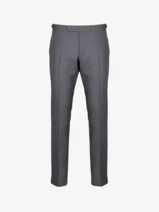 Low Rise Side Tab Wool Slacks Grey - THOM BROWNE - BALAAN 2