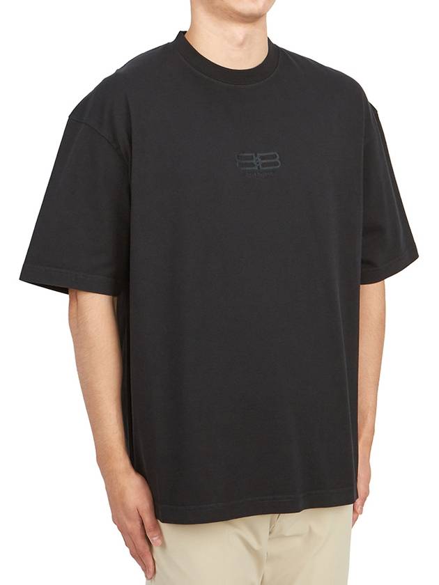 BB Embroidered Logo Short Sleeve T-Shirt Black - BALENCIAGA - BALAAN 4