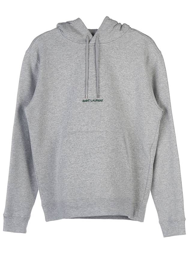 Embossed Logo Hoodie Grey - SAINT LAURENT - BALAAN 2