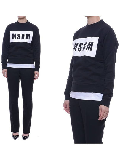 Women's Box Logo Cotton Sweatshirt Black - MSGM - BALAAN 2