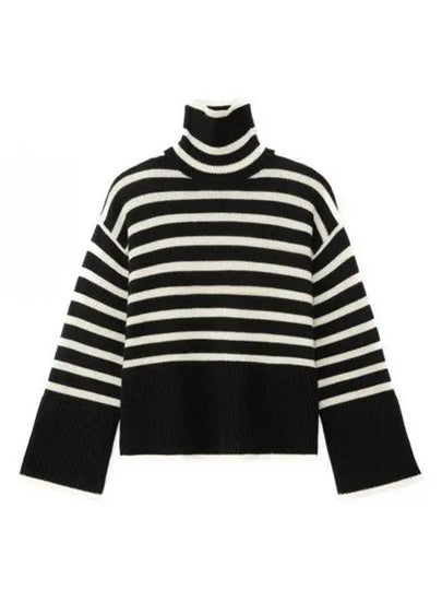 Signature Striped Turtleneck White Black - TOTEME - BALAAN 2