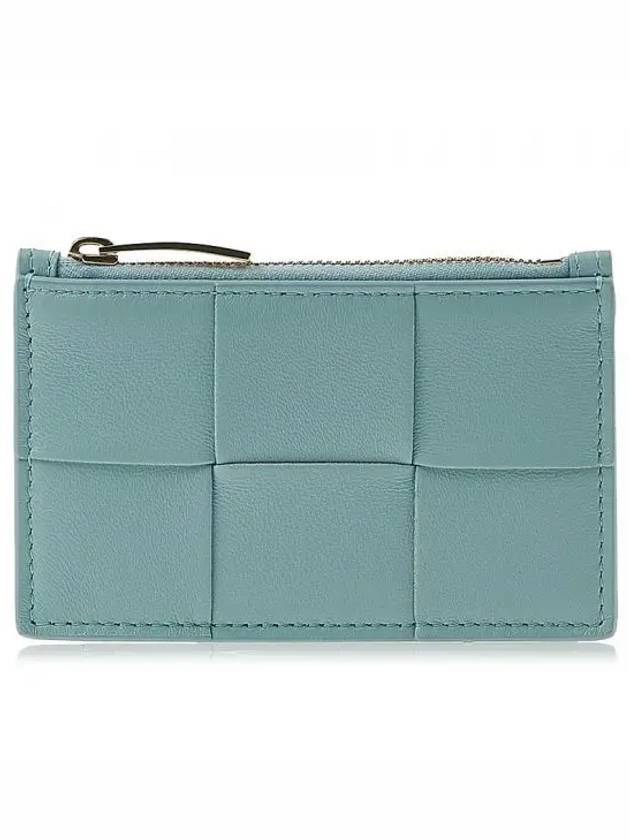 Zip-Up Calfskin Card Wallet Blue - BOTTEGA VENETA - BALAAN 2