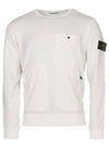 Men's Wappen Patch Pocket Crew Neck Sweatshirt White - STONE ISLAND - BALAAN 2