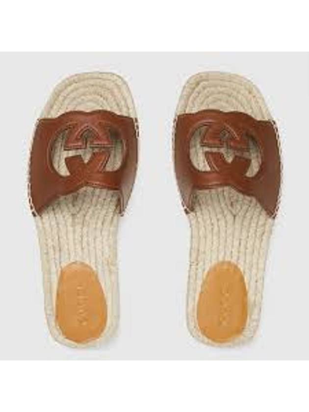 Interlocking G Cutout Slide Slippers Brown - GUCCI - BALAAN 2