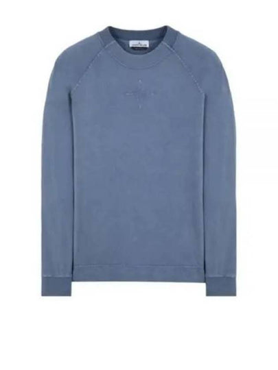 Old Treatment Cotton Embroidery Logo Sweatshirt Avio Blue - STONE ISLAND - BALAAN 2