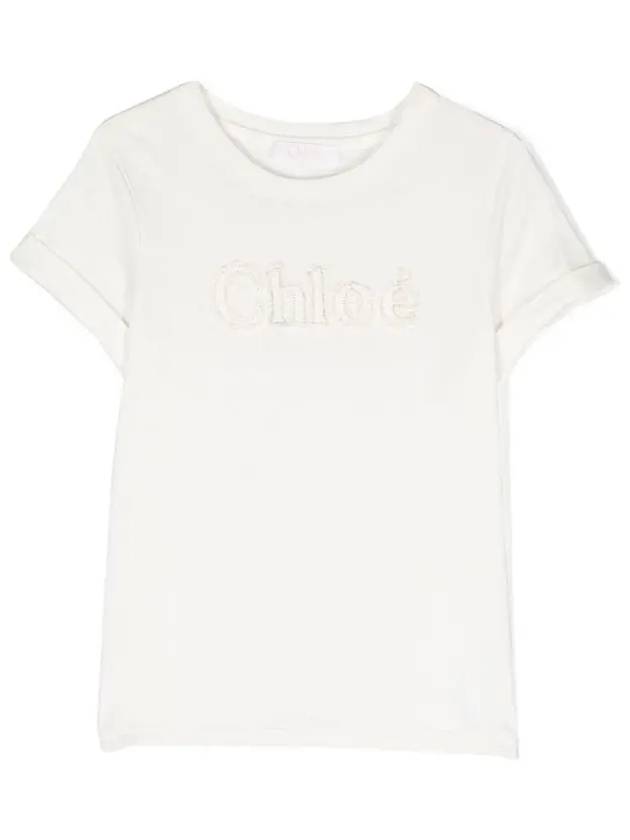 Kids Logo Embroidered T Shirt White C15E03 117 - CHLOE - BALAAN 1