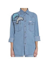 FORTE COUTURE Dolphin Patch Oversized Denim Shirt - FORTE FORTE - BALAAN 1