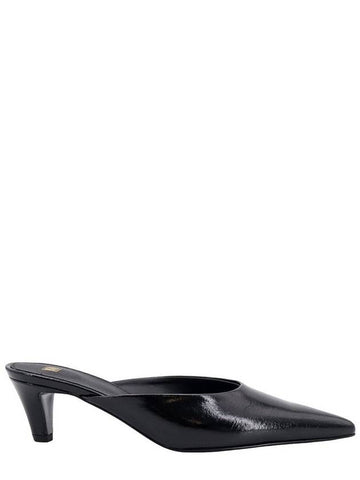 Pointed Toe Leather Mules Black - TOTEME - BALAAN 1