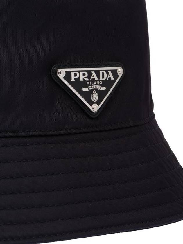 Triangle Logo Re-nylon Bucket Hat Black - PRADA - BALAAN 4