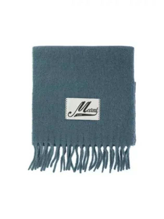 Logo Patch Knit Alpaca Muffler Blue - MARNI - BALAAN 2