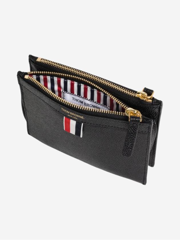 Document Holder Pebble Grain Leather Mini Cross Bag Black - THOM BROWNE - BALAAN 5