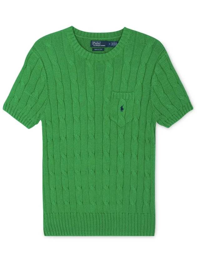 Embroidered Pony Pocket Knit Top Green - POLO RALPH LAUREN - BALAAN 2