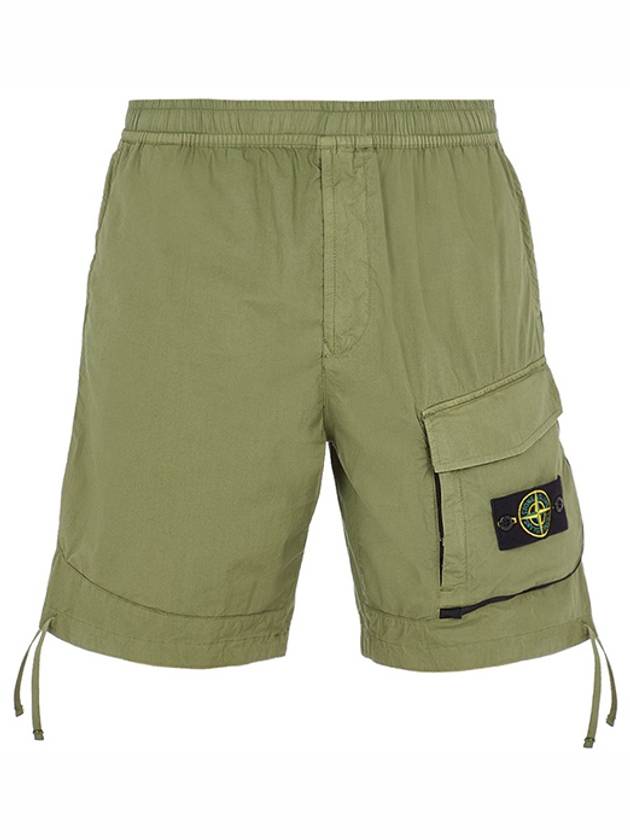 Men's Waffen Patch Tella Paracadute Shorts Green - STONE ISLAND - BALAAN.