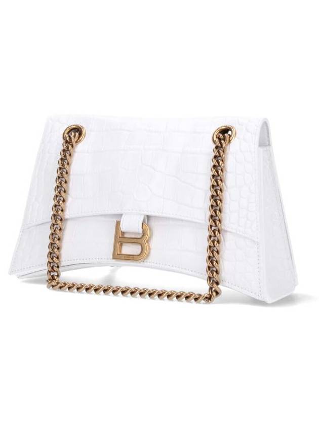 Women's Crush Rockadile Emboss Chain Small Shoulder Bag White - BALENCIAGA - BALAAN 3