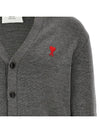 Small Heart Logo Wool Merino Cardigan Heather Grey - AMI - BALAAN 5