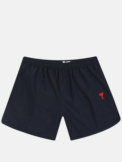 Heart Logo Swim Shorts Navy Blue - AMI - BALAAN 2