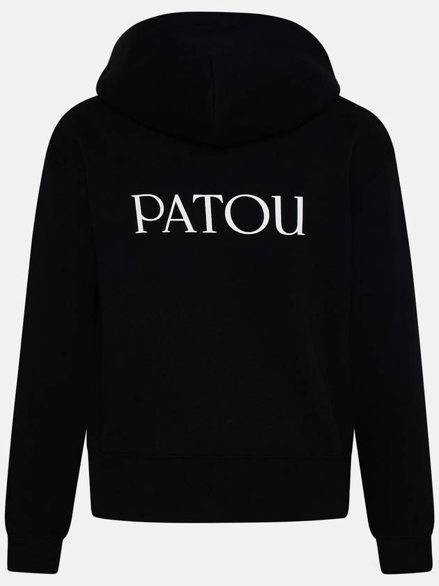 Logo Cotton Zip Up Hoodie Black - PATOU - BALAAN 4