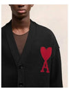 Heart Logo V Neck Wool Cardigan Black - AMI - BALAAN 7