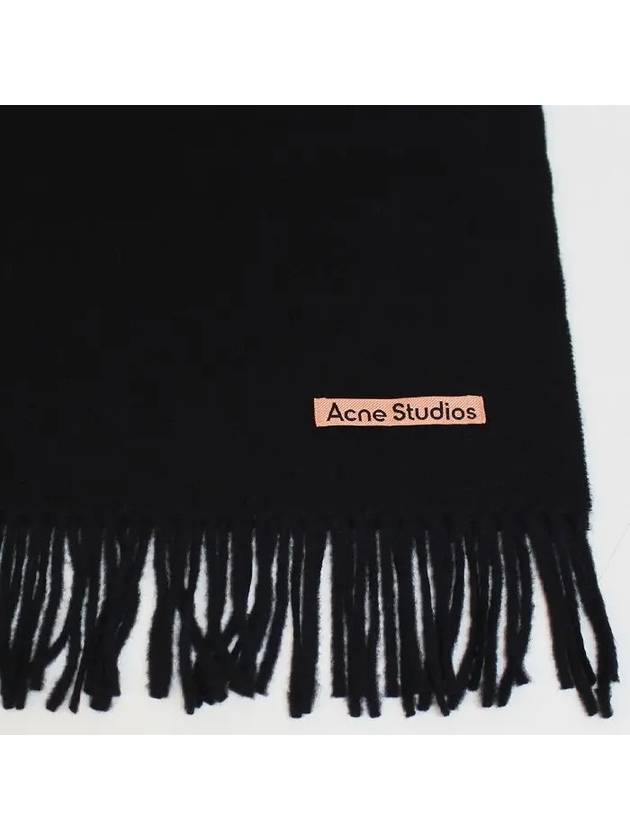 Logo Wool Fringe Scarf Black - ACNE STUDIOS - BALAAN 6