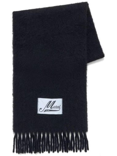 Logo Patch Knit Alpaca Muffler Black - MARNI - BALAAN 1