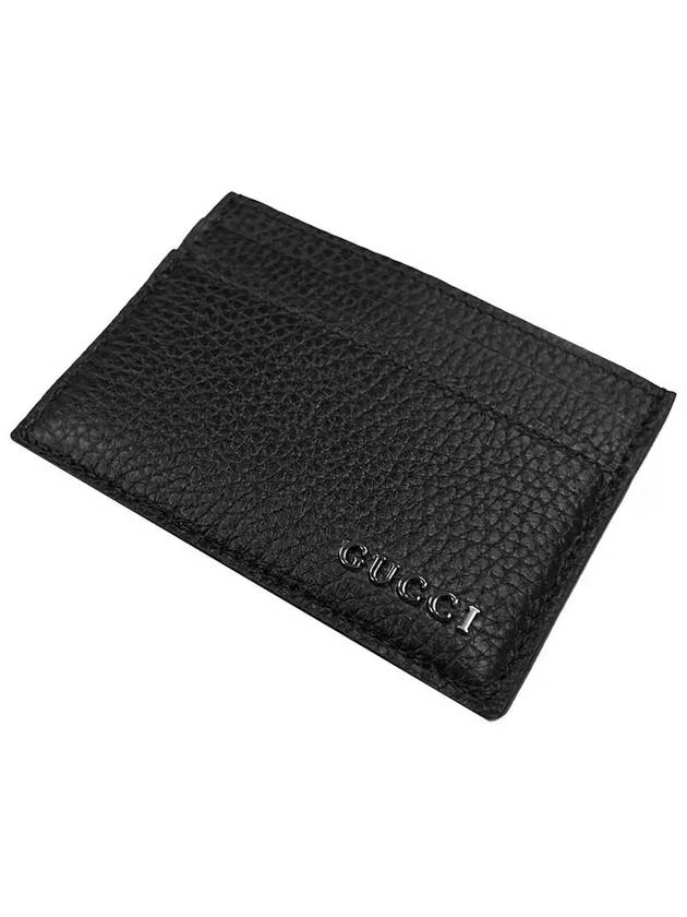 Metal Logo Leather Card Wallet Black - GUCCI - BALAAN 3