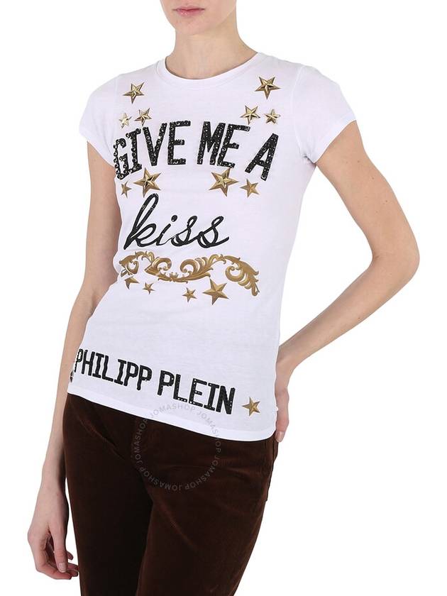 Philipp Plein Ladies Olev White Cotton Jersey T-shirt, Size X-Small - PHILIPP PLEIN - BALAAN 3